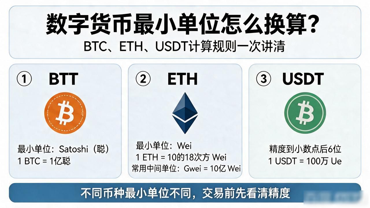 数字货币交易小数点输错风险_BTC ETH USDT最小计算单位换算_数字货币计算单位