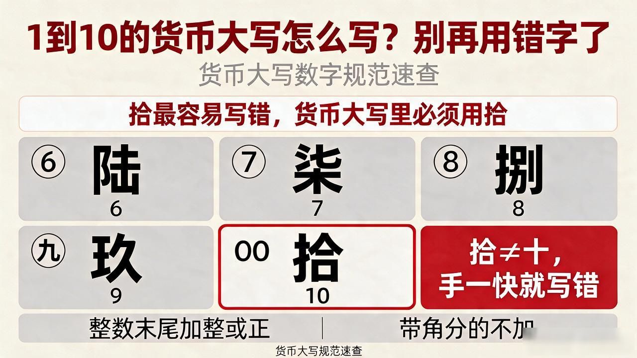 数字1到10货币写法_壹到拾大写写法_人民币大写数字规范